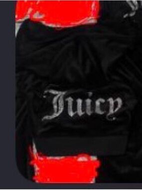 Juicy Couture Black Velour Track Jacket and pants with Silver 'Juicy' Embroidery
